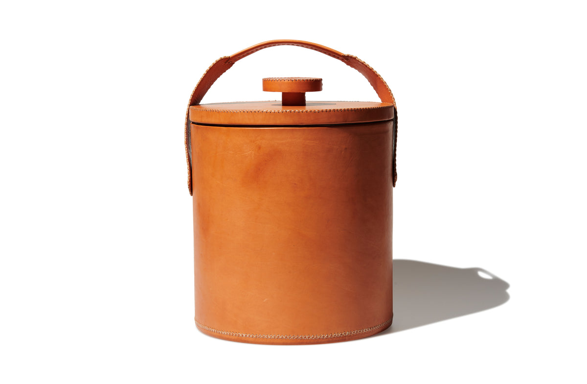 Leather Ice Bucket - Natural Leather Image 1