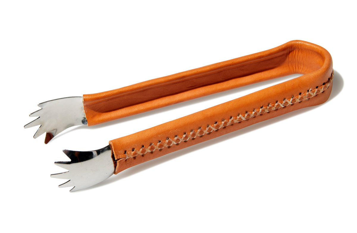 Leather Ice Tongs - Natural Leather Image 1