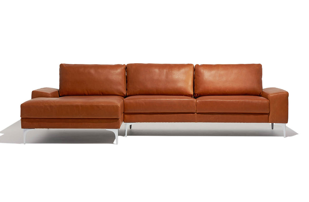 Fable Sofa with Chaise - Brown Leather / Left Chaise Image 1