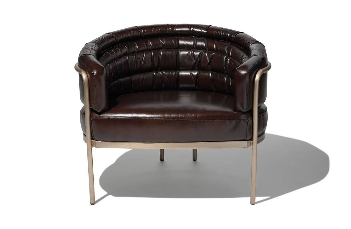 Amelie Curved Lounge Chair - Rich Brown Leather Image 1