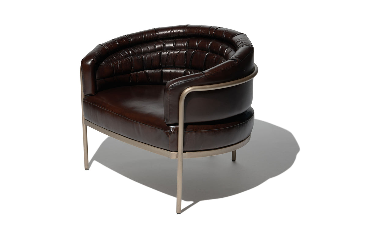 Amelie Curved Lounge Chair - Rich Brown Leather Image 2