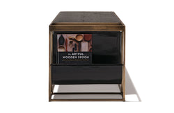 Catch Coffee Table Small - Natural Leather Black Frame