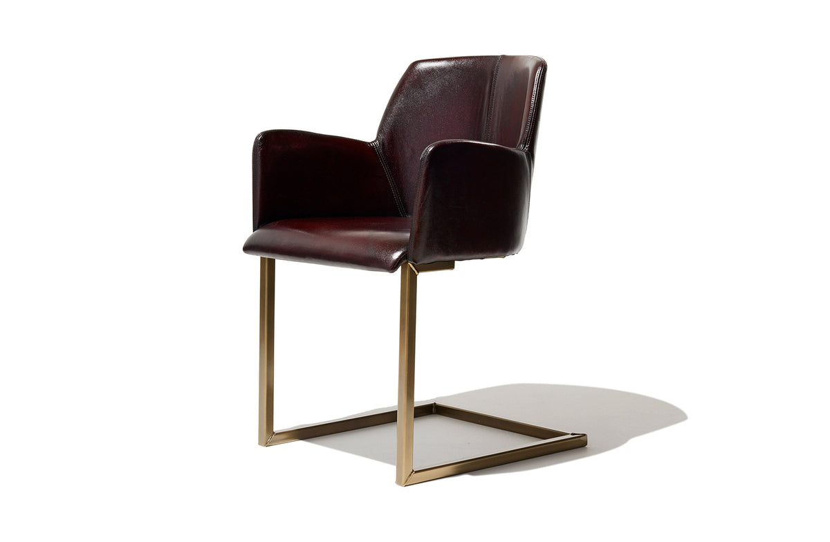 Clive Leather Dining Chair - Dark Brown Leather Image 1