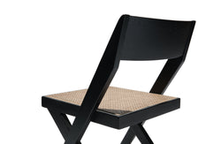 Compass Cane Dining Chair - Black Ash Black Rattan