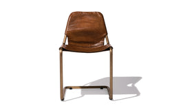 Roma Leather Dining Chair - Black Leather / Brass Frame